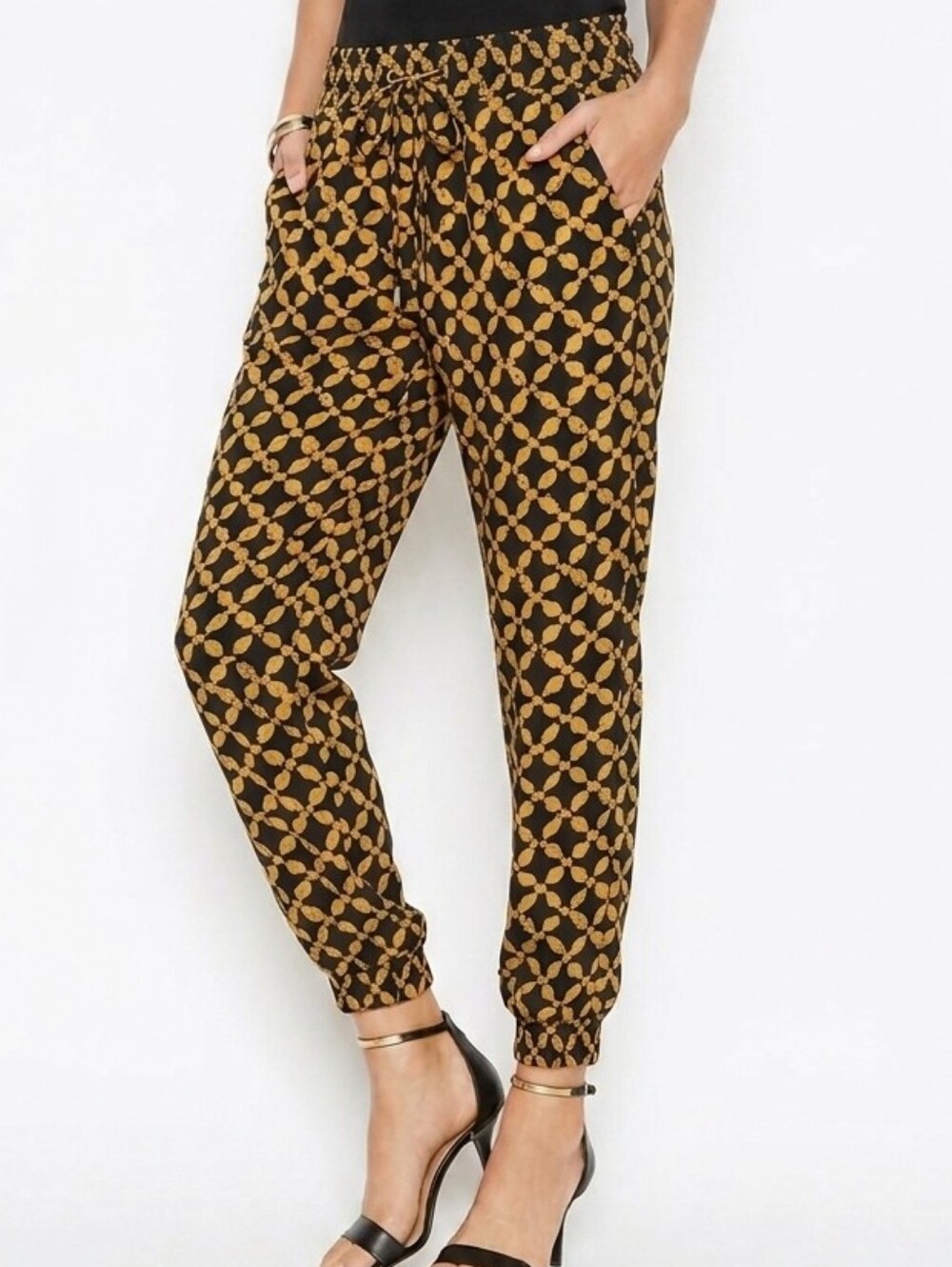 Micheal Kors Geometric Print Satin  jogger pants